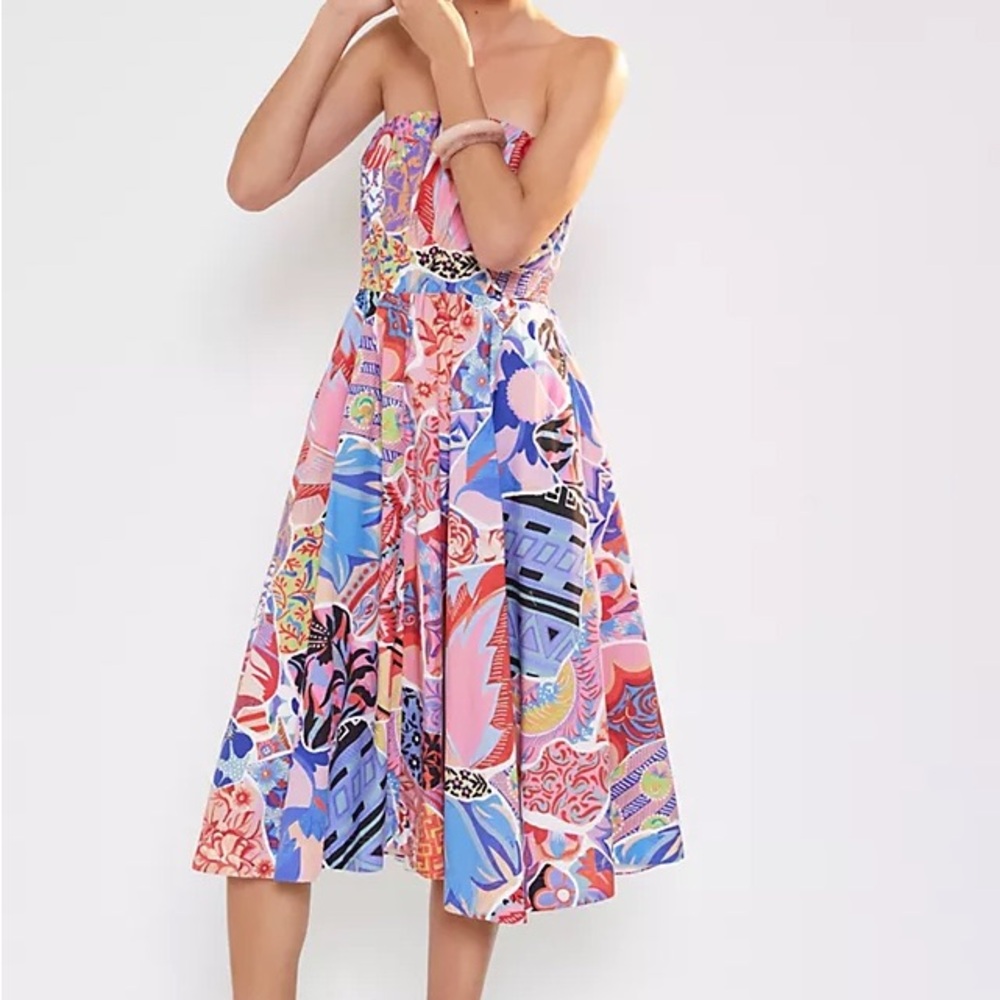 Alexandra Farmer for Anthropologie Painterly straps included Midi Dress 10
